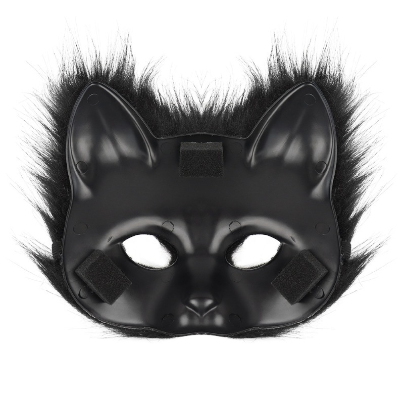 Furry Cat Ears Mask Tail & Paw - Black Face Mask Pack ulasan dan harga