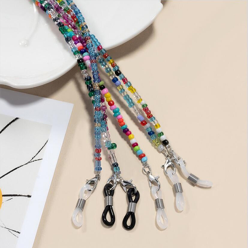 【F】 Colorful Rice Bead Glasses - Mask Chain Holder ulasan dan harga