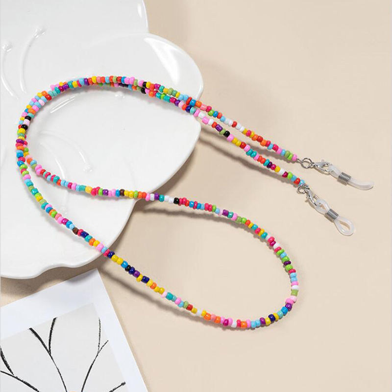 【F】 Colorful Rice Bead Glasses - Mask Chain Holder ulasan dan harga