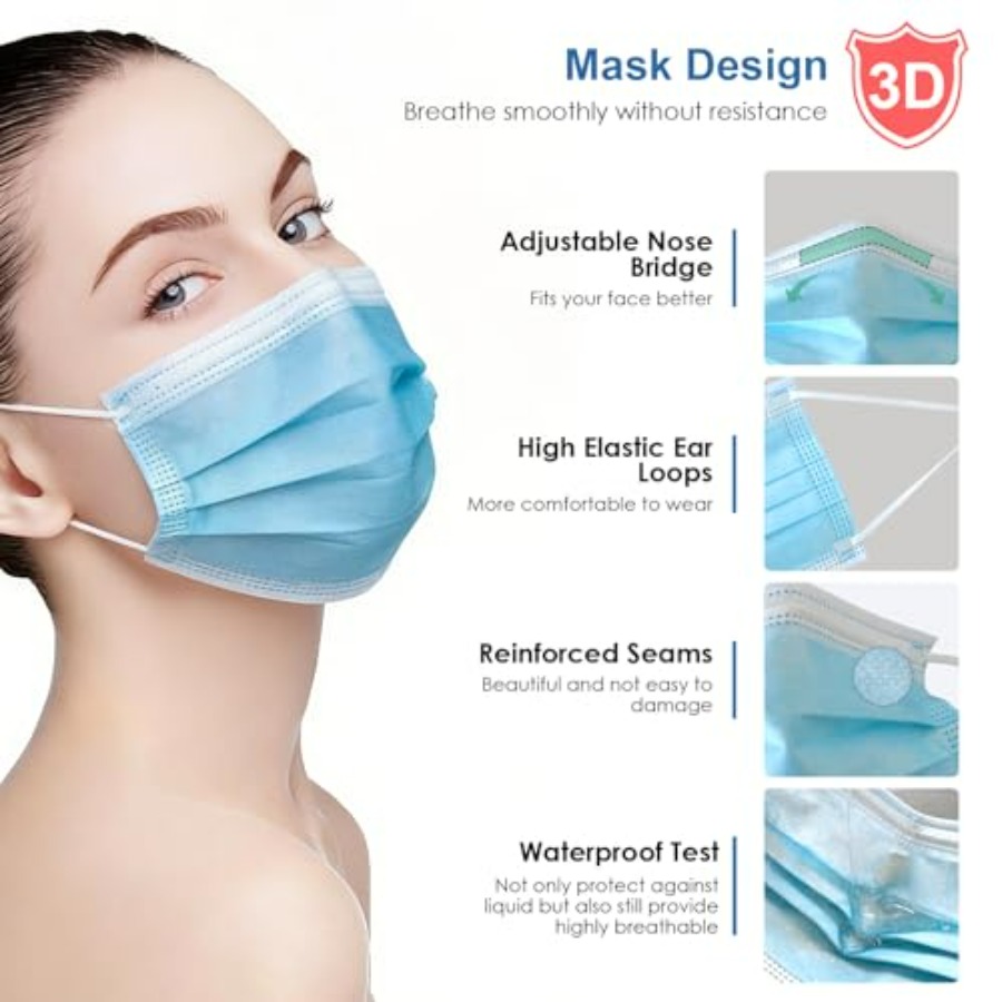 Blue Disposable Face Masks 100 - Disposable Mask Blue ulasan dan harga